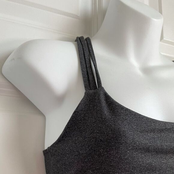 Gap Fit Marbleized Racerback Triple Stripe Sports Bra Gray Medium Athleisure M - Picture 7 of 10